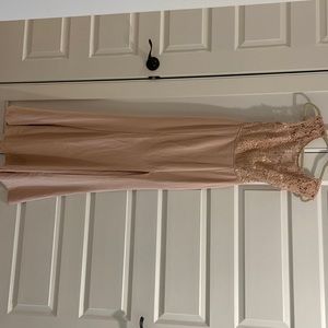 Blush long wedding guest / bridesmaid / prom dress